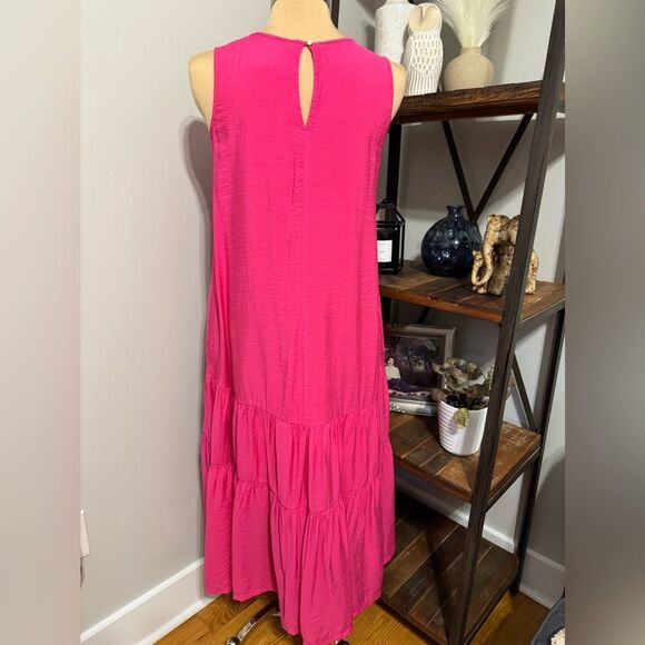 Maeve by Anthropologie Marlene Tiered Sleeveless Fuchsia Lined Maxi Dress SMALL - Picture 4 of 14